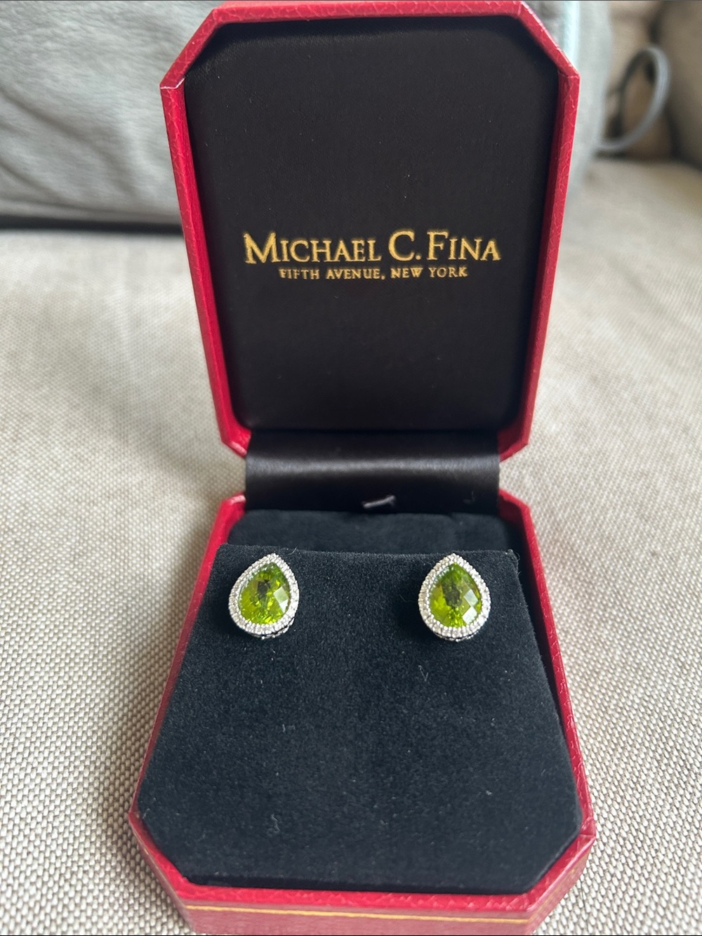 Diamond and Peridot Teardrop Earrings